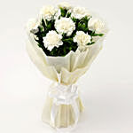 8 White Carnations Bouquet Small