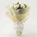 12 White Carnations Bouquet Medium