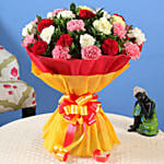 25 Mixed Carnations Bouquet Large with Moet Champagne 200 ml
