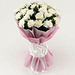 25 White Carnations Bouquet Small