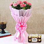 Beautiful Pink Carnations Bouquet with Ferrero Rocher