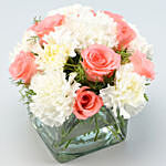 beautiful Pink Roses & White Carnations Vase