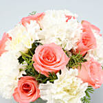 beautiful Pink Roses & White Carnations Vase