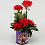 beautiful Red Carnations Bunch In Black Personalised Mug