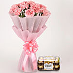 Pretty Pink Carnations Bouquet with Ferrero Rocher