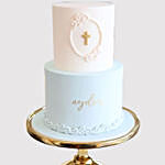 2 Layered Designer Christening Butterscotch Cake