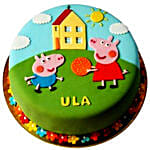 Peppa Pig Playing Fondant Butterscotch Cake