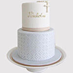 Two Layered Christening Vanilla Cake