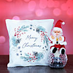 Merry Christmas Cushion With Santa Toy