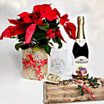 Poinsettia Plant Combo with Log Cake