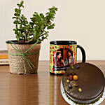 Jade Plant Personalised Black Mug With Chocolate Cake