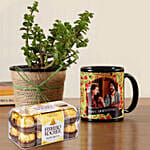 Jade Plant Personalised Black Mug With Ferrero Rocher