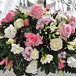 White & Pink Rose Table Arrangement