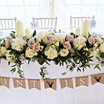 White & Purple Floral Table Arrangement