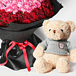 Teddy and 150 Roses Bouquet