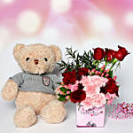 Valentines Flowers and Teddy