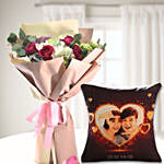 Calm & Composed Flower Love Bouquet with Personalised Cushion
