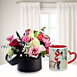 Colourful Floral Bunch In Box with Personalised Mug