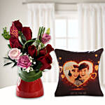Floral Love In a Vase with Personalised Cushion
