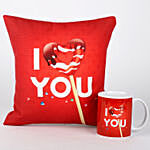 I Love You Coffee Mug Cushion Combo