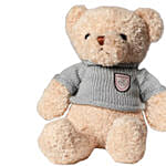 Bunch Of Ravishing Red Roses with Brown Teddy