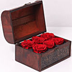 6 Red Roses Treasure Box With Birthday Balloon