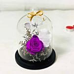 Beautiful Forever Purple Rose In Glass Dome Purple