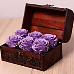 Purple Roses Wooden Box With I Love You Balloon