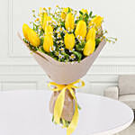 Yellow Tulips Bouquet With Anniversary Balloon