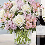 Flower Arrangement With Du Marquis Wine