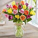 Mixed Tulip Vase With Greeting Card