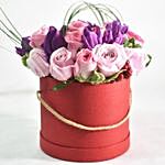 Roses & Tulip In Red Box