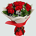 12 Red Roses with Brown Teddy Bear