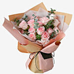 18 Soft Pink Roses with Cushion