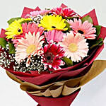 Bunch Of 10 Gerberas with Cushion