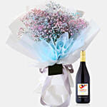 Elegant Gypsophila Bunch With Tesco Rosso Wine