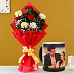 Romantic Red White Carnations with Mug