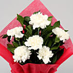 Soothing Charm White Carnations Bunch with Cushion