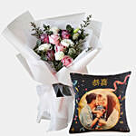 Sweet Desire 10 Flowers Bunch with Cushion
