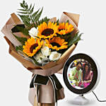9 Mixed Flower Bunch with Led Frame