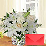 White Birthday Bloom With Greeting Card
