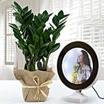 Jute Wrapped Zamia Potted Plant With Personalised Magic Led Mirror