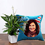 Lily Plant With Personalised Birthday Candle Cushion