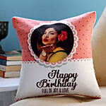 Personalised Love and Joy Birthday Cushion With Bonsai Plant