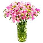 Pretty Pink Freesias Vase