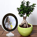 Bonsai Plant With Personalised Magic Led Mirror