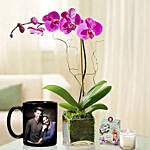 Personalised Couple Mug With Purple Orchid Plant
