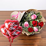 Sweet Roses Flower With I Love You Balloon