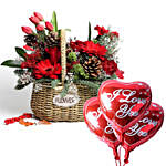 Seasons Floral Arrangement With I Love You Balloon