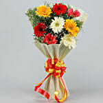 8 Mixed Brilliance Gerbera Blossoms